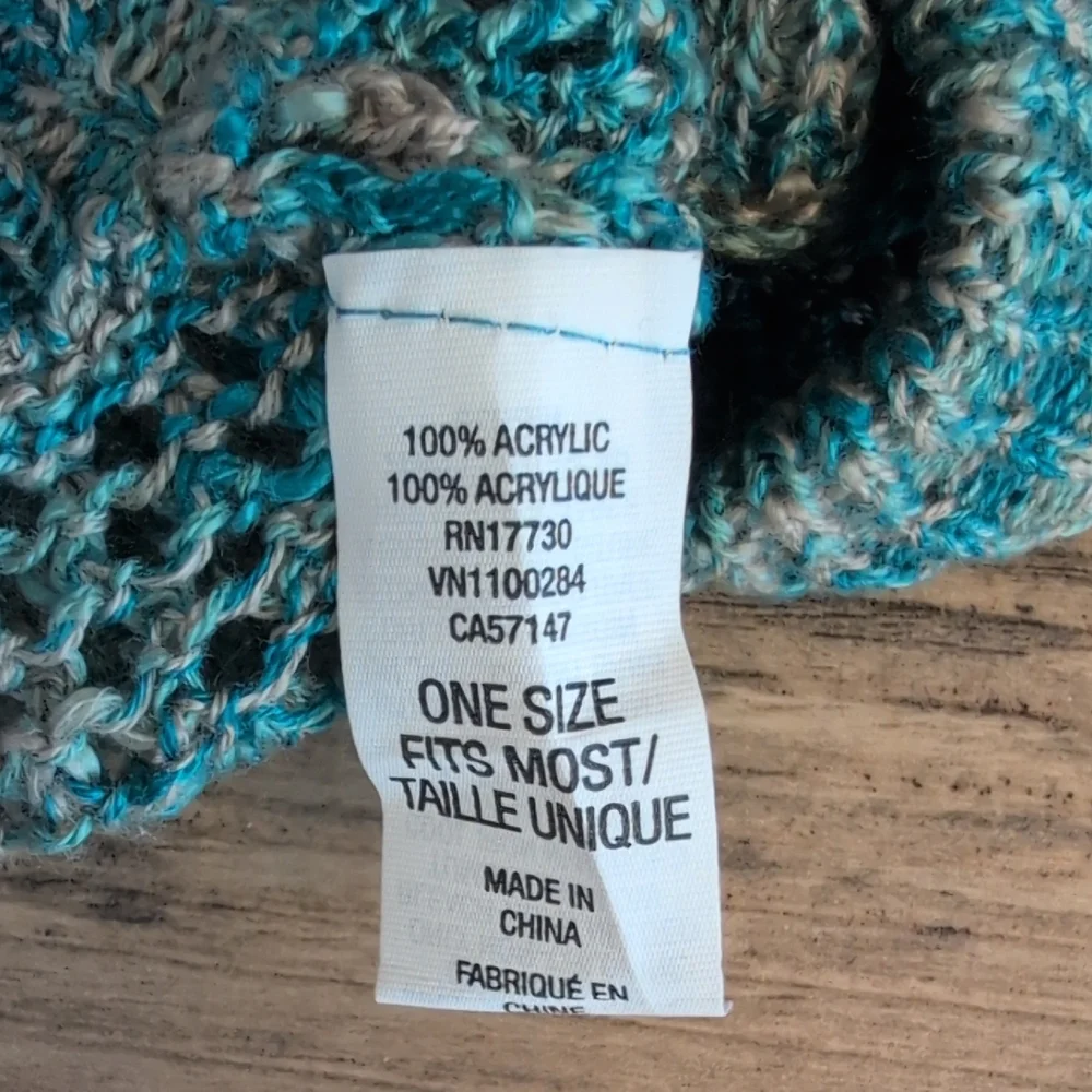 Stylish Blue Knit Crochet Slouchy Beanie             C402